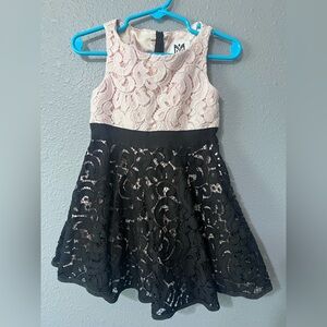 Milly Minis Toddler Girls Dress Pink/Black Lace Satin Fully Lined Sz 2 Wedding.